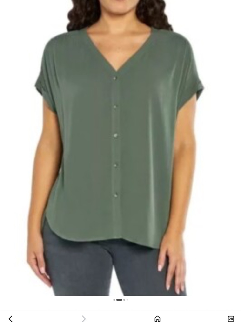 Orvis V-Neck Button Front Short Sleeve Top Olive Green Gorpcore XXL
